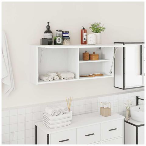 Mobile da Bagno a Parete Bianco 100x25x40 cm in Truciolato - Foto 2