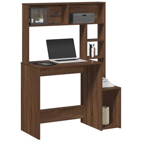 Scrivania Mensole Rovere Marrone 100x45x140cm Legno Multistrato - Foto 2