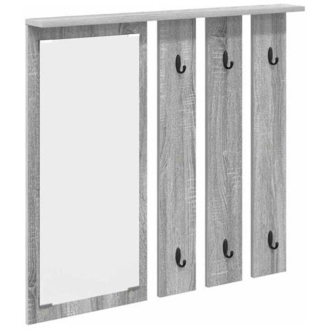 Appendiabiti a muro con specchio Grigio sonoma 84 x 10 x 80 cm - Foto 1