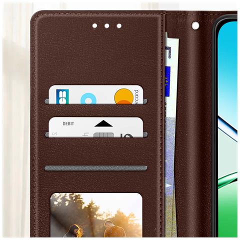 Custodia A Portafoglio Per Oppo A5x Con Cinturino Da Polso E Funzione Di Supporto Video - Foto 2