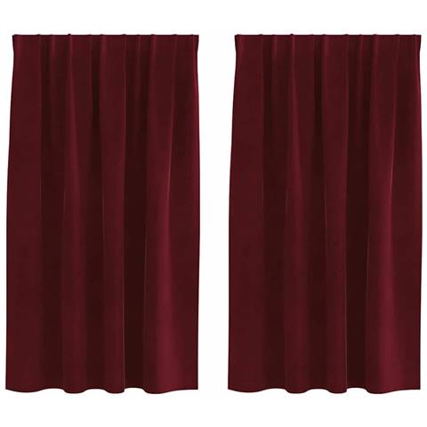 Tende con tende 2 pcs Rosso vino 140 x 140 cm Velluto - Foto 1