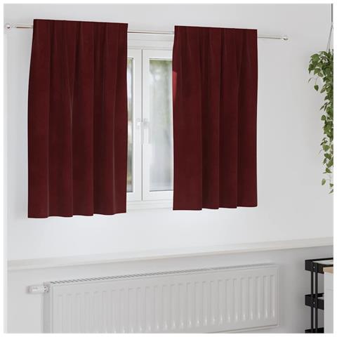 Tende con tende 2 pcs Rosso vino 140 x 140 cm Velluto - Foto 2