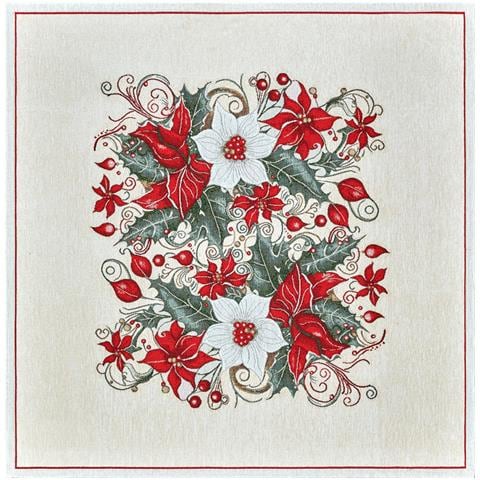 Tovaglia Centrotavola Centrino Tavolo Fantasie Natalizie Cinigliato Piazzato Made Italy 90x90 Bouquet Noel - Foto 1