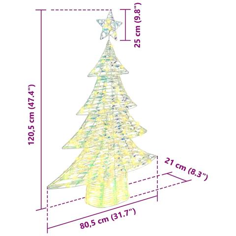 Albero di Natale con 120 LED Bianco caldo 120 cm PET - Foto 8