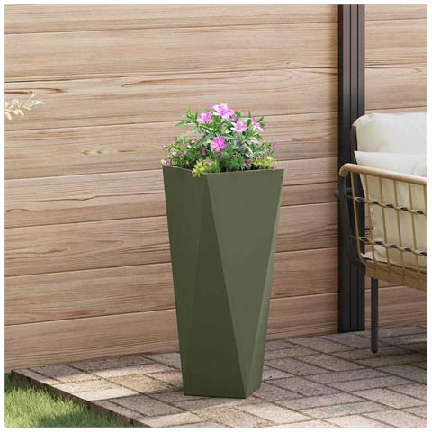 Fioriera Verde oliva 30 x 30 x 75 cm Acciaio - Foto 2