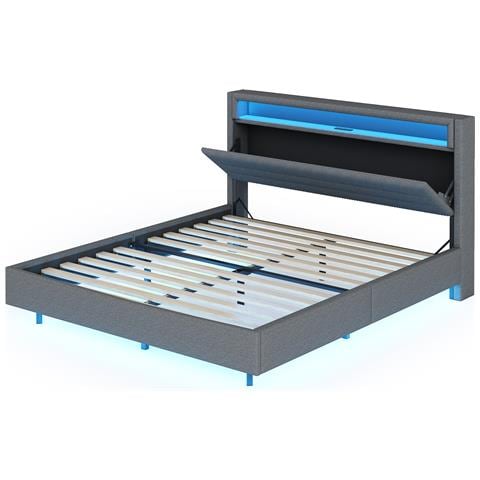 Letto Multifunzionale Con Comodino Integrato, Luci Led E Presa Usb - Foto 1