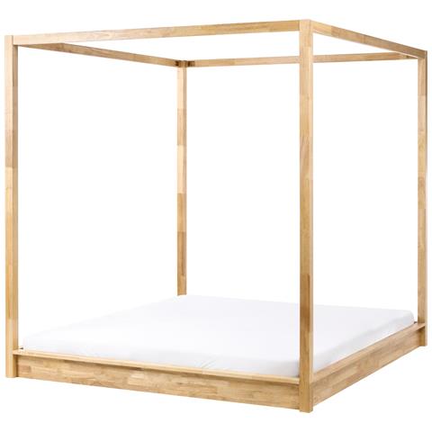 Letto A Baldacchino Legno Herliere 180 X 200 Cm Marrone Chiaro - Foto 2