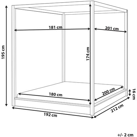 Letto A Baldacchino Legno Herliere 180 X 200 Cm Marrone Chiaro - Foto 6