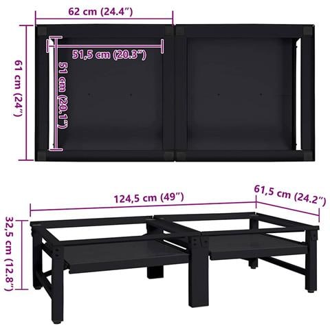 Pedestallo per Lavatrice 2 pcs Nero 124,5 x 61,5 x 32,5 cm - Foto 9