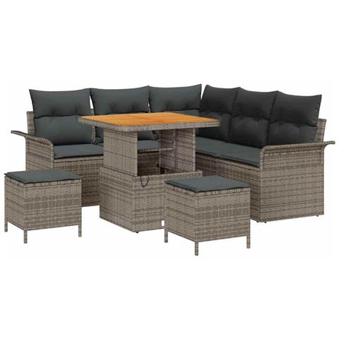 Set Divano da Giardino con cuscino con cuscino 8 pcs Grigio - Foto 1