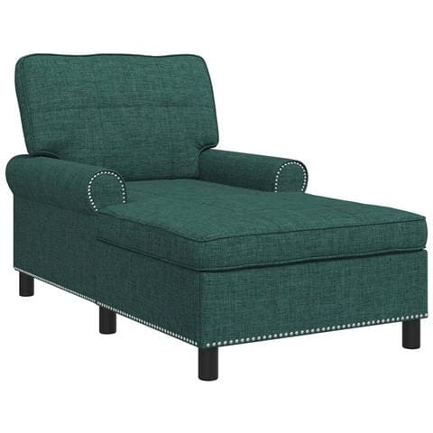 Chaise Lounge con cuscino Verde Scuro 91 x 157 x 91 cm Tessuto - Foto 1