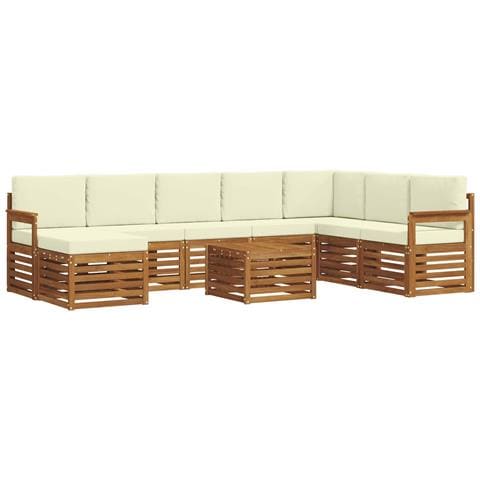 Set divani 9 pcs Naturale e Crema Legno di Acacia Massello - Foto 1