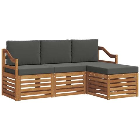 Set divani 4 pcs Naturale e Antracite Legno di Acacia Massello - Foto 1