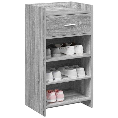 Mobile per scarpe con cassetto Sonoma grigio 48 x 36 x 92 cm - Foto 2