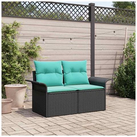 Divano da giardino con cuscino 141 x 62 x 69 cm polyrattan - Foto 2