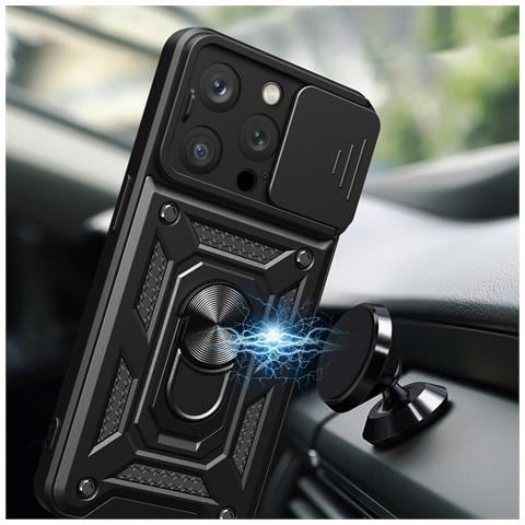Custodia Colorata Con Supporto E Coperchio Per Fotocamera Iphone 15 Pro Hybrid Armor Camshield - Blu - Foto 2
