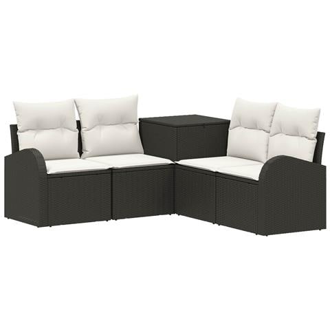 Set di divani 5 pz Nero e Bianco Crema - Foto 1