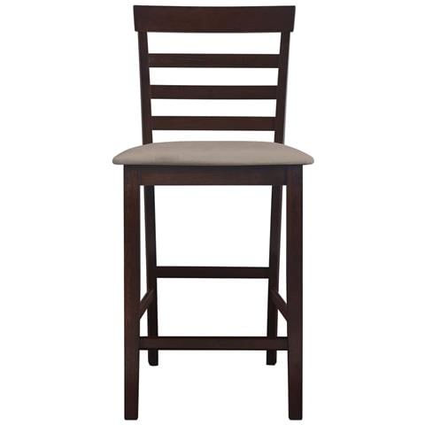 Set 2 Pz Sedia Da Bar In Legno Marrone E Beige - Foto 2
