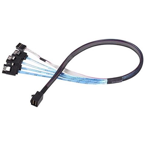 SST-CPS05-RE SilverStone SST-CPS05-RE - Reversed Cable - Internal Mini SAS HD SFF8643 to 4 SATA 7pin Thick Shielded Cable (with Sideband) , Mini SAS HD Target to 4 SATA Host, 0.5M - Foto 1