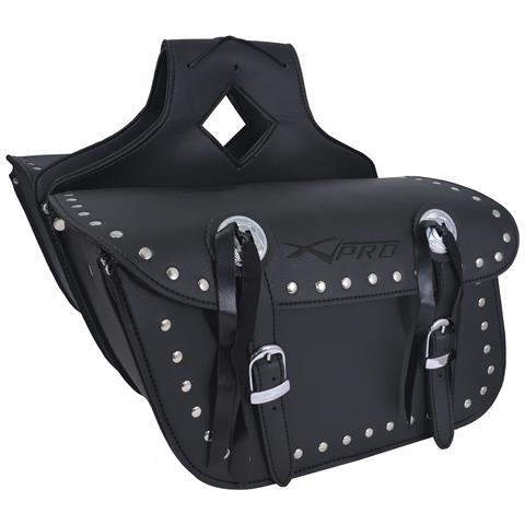 Borsa Bisacce Moto Customo Chopper Borchie Cromate Nero Saddle Bags - Foto 1