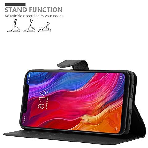 Custodia Compatibile Con Xiaomi Mi 8 In Nero Carbone - Coperchio Protettiva Con Chiusura Magnetica, Funzione Stand E Tasca Per Le Carte - Foto 8