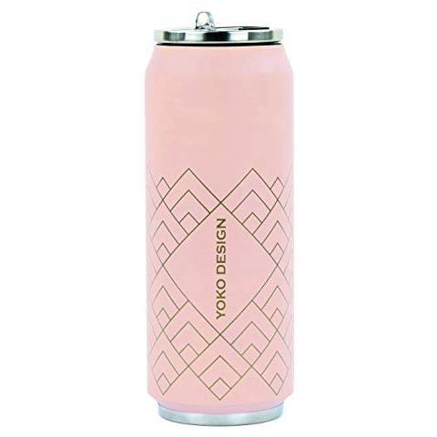 Yoko Progetto 1697 Barattolo Isotermico 500 Ml Art Deco Rose Acciaio Inossidabile Pittogrammi Dorati 20 Cm - Foto 1