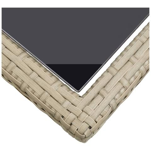 Tavolo Da Giardino Beige 110x53x72 Cm In Vetro E Polyrattan - Foto 2