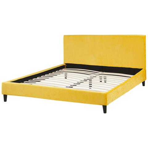 Letto Imbottito In Velluto Giallo 160 X 200 Cm Fitou - Foto 16