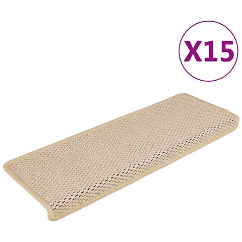 Tappeti Autoadesivi Scale Aspetto Sisal 15 pz 65x21x4 cm Crema - Foto 1