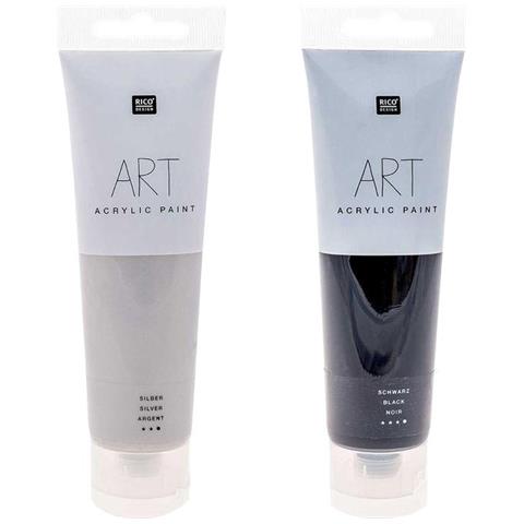 2 Tubetti Di Vernice Acrilica Da 100 Ml - Nero E Argento - Foto 1