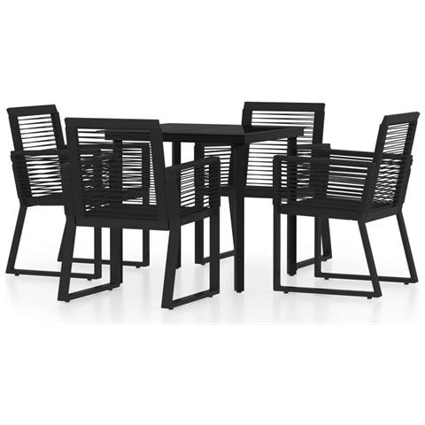 Set Mobili da Pranzo per Giardino 5 pz Nero - Foto 1
