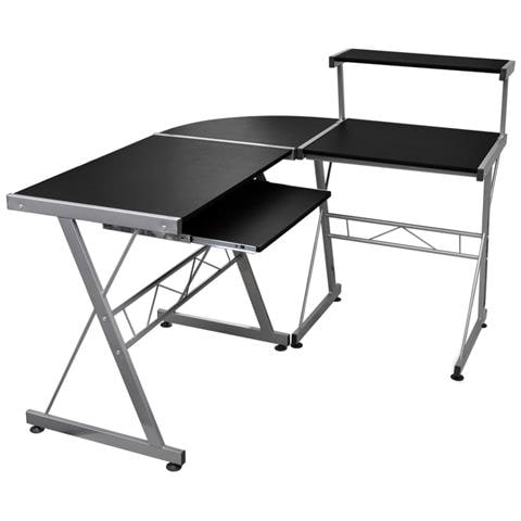 Scrivania Computer Angolare Nera 132x112x99cm Legno Multistrato - Foto 1
