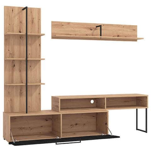 Bobbie - Parete Attrezzata Con Anta E Mensola Moderna Minimal In Legno - Foto 2