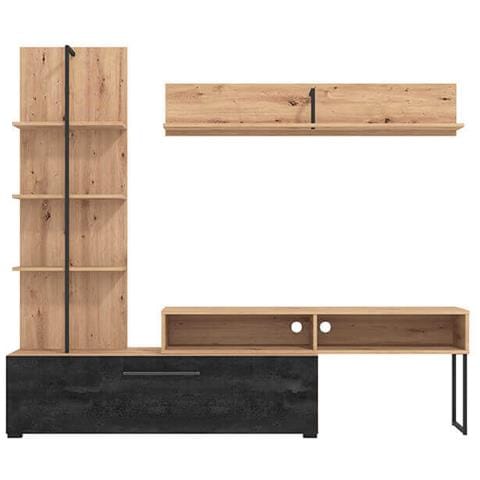 Bobbie - Parete Attrezzata Con Anta E Mensola Moderna Minimal In Legno - Foto 4