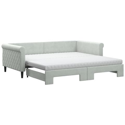Divano Letto Estraibile Materassi Grigio Chiaro 100x200 Velluto - Foto 1