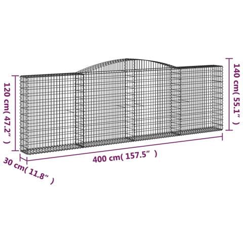 Cesto Gabbione Ad Arco 400x30x120/140 Cm Ferro Zincato - Foto 4