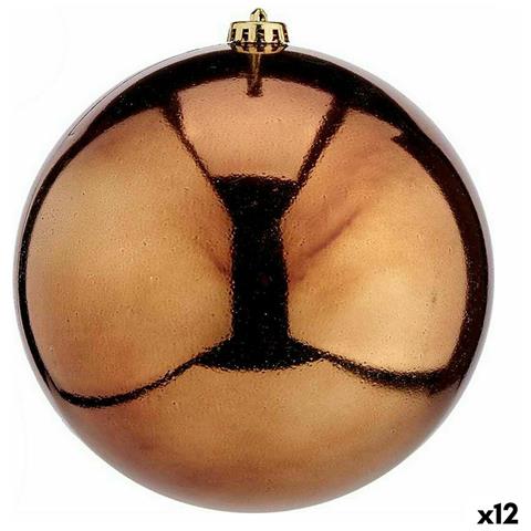 Palla Di Natale Marrone Plastica 20 X 20 X 20 Cm (12 Unità) - Foto 1