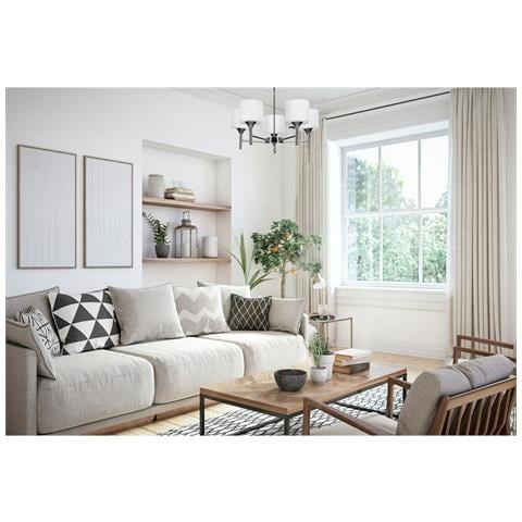 Lampadario Aje-mira 5p Bianco Argentato Metallo 40 W 47,5 X 34 X 47,5 Cm - Foto 5