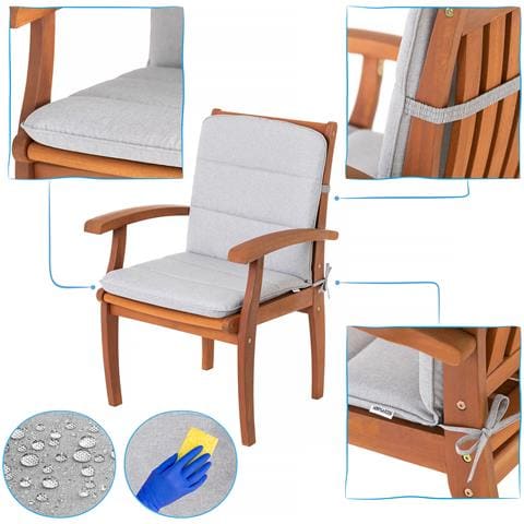 Cuscino Per Sedia Sc, Cuscino Imbottito Per Mobili Da Giardino, Cuscino Per Sedia Con Schienale Alto, Morbido Cuscino Per Sedia Da Giardino, Cuscino Reversibile, Resistente Cuscino Per Seduta - 102 Cm X 50 Cm - Beige - Foto 8