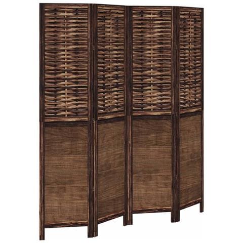 Divisorio Ambienti 4 Pannelli Marrone Scuro Massello Paulownia - Foto 2