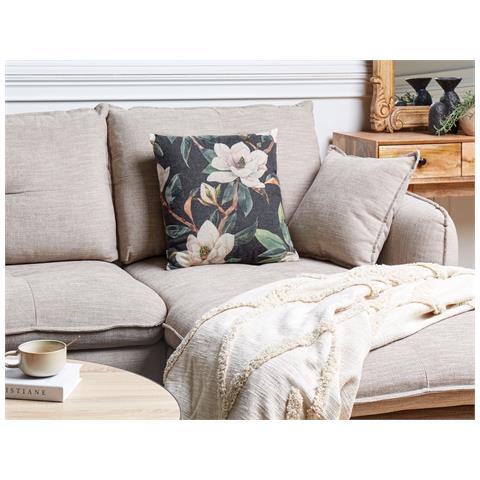 Cuscino Decorativo Zahriye 45 X 45 Cm Floreale Nero - Foto 1