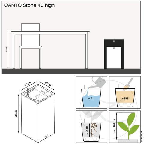 Fioriera CANTO Stone 40 LED High ALL-IN-ONE 40x40 Nero Grafite - Foto 3