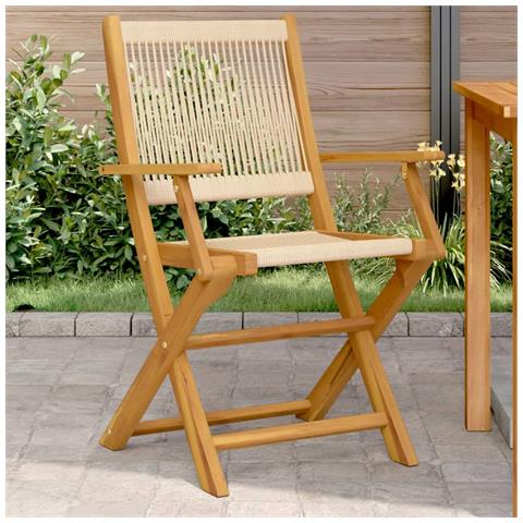 Sedie Giardino 2 Pz Beige Legno Massello Acacia E Polipropilene - Foto 1