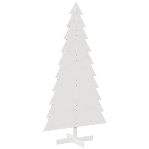 Albero Di Natale Decorativo Bianco 180cm Legno Massello Di Pino - Foto 2