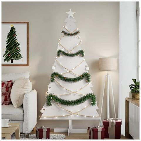 Albero Di Natale Decorativo Bianco 180cm Legno Massello Di Pino - Foto 1