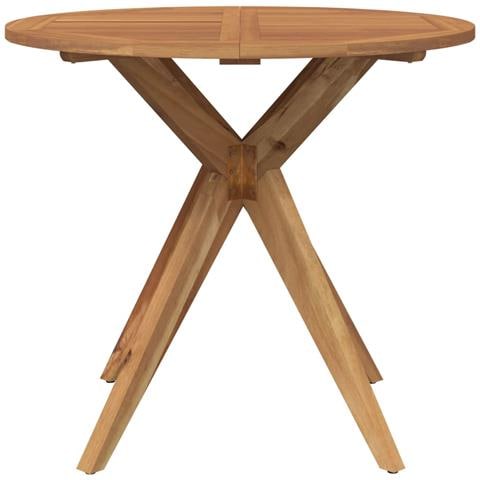 Tavolo Da Giardino Rotondo 85x75cm In Legno Massello Di Acacia - Foto 3