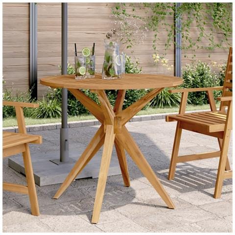 Tavolo Da Giardino Rotondo 85x75cm In Legno Massello Di Acacia - Foto 1