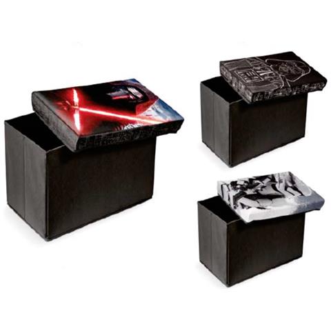 Pouf Con Coperchio ""living"" Per Organizzazione Cameretta 49x31x31cm - Rappresentazione Cartone ""star Wars"" - Foto 1