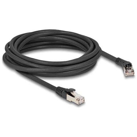 Cavo di rete RJ45 Cat. 8.1 S /FTP maschio da 45° angolato a destra per maschio diritto fino a 40 Gbps 5 m nero - Foto 1