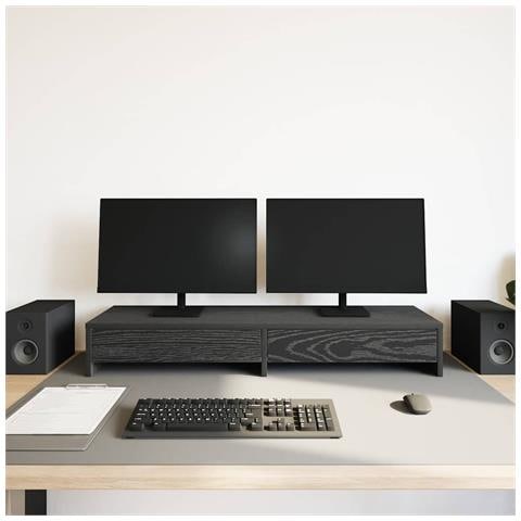 Supporto Monitor Con Cassetti Rovere Nero 100x27x15 Cm - Foto 3